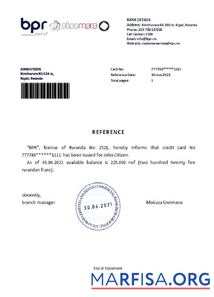 Blank Rwanda BPR reference real example